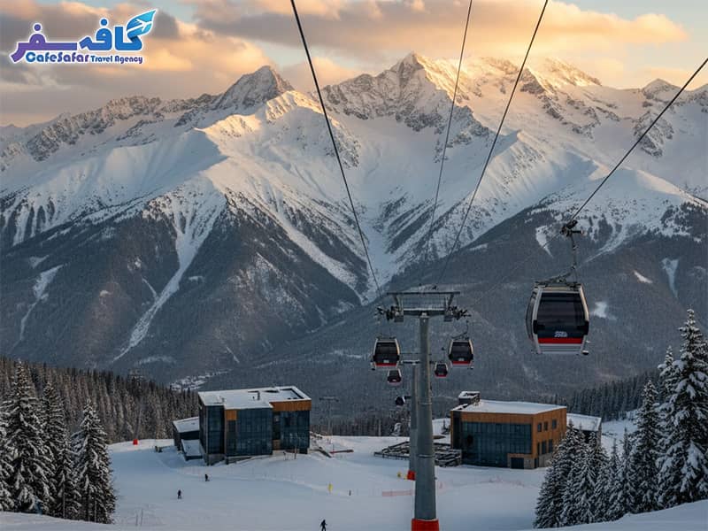 تصویری از نمای کوه‌های اطراف آلماتی یا پیست اسکی چیمبولاک، مناسب برای پکیج‌های تور آلماتی