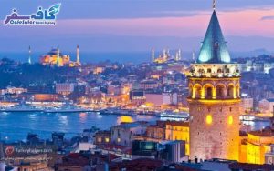 تصویری از تنگه بسفر، کشتی‌ها و قلعه دختر استانبول، مناسب برای پکیج‌های تور لحظه آخری استانبول