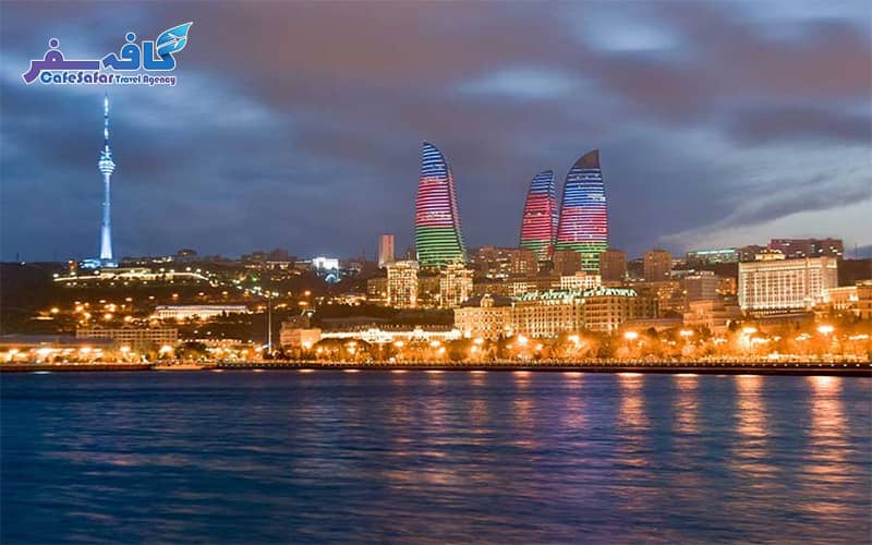 پوستر آفر ویژه تور باکو لحظه آخری، نمای شهر قدیمی ایچری شهر و برج‌های شعله، رزرو ارزان‌ترین پکیج‌های آذربایجان در آژانس کافه سفر پاز