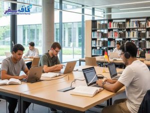 پوستر راهنمای مهاجرت تحصیلی به آلمان شامل مراحل اخذ پذیرش دانشگاهی و ویزای کاریابی بعد از تحصیل، ویژه دانشجویان مستعد در سایت کافه سفر پاز