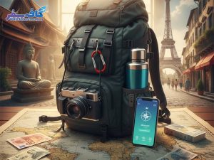 اینفوگرافیک عمودی از لوازم ضروری و استراتژی‌های سفر اقتصادی و هوشمندانه