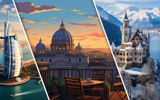 برج العرب دبی، کلیسای سنت پیتر، قلعه برفی Neuschwanstein